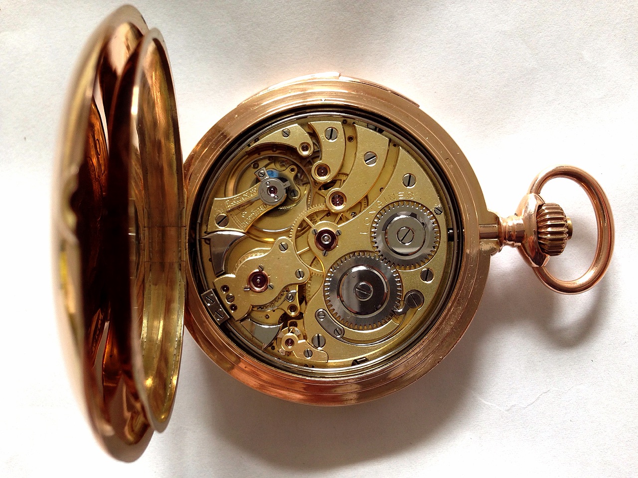 14k浪琴猎壳三问怀表